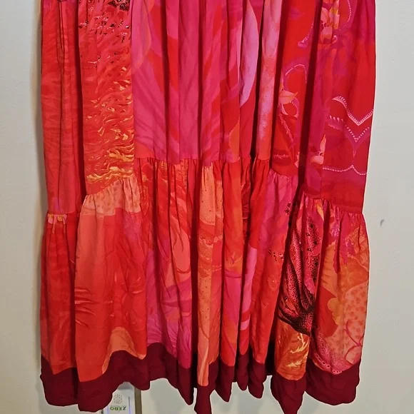 💜 Love Binetti Hera Print Dress Pink/ Fuchsia 100% Silk NWOT Sz XS - Picture 3 of 8